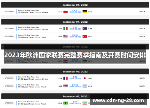 2023年欧洲国家联赛完整赛季指南及开赛时间安排